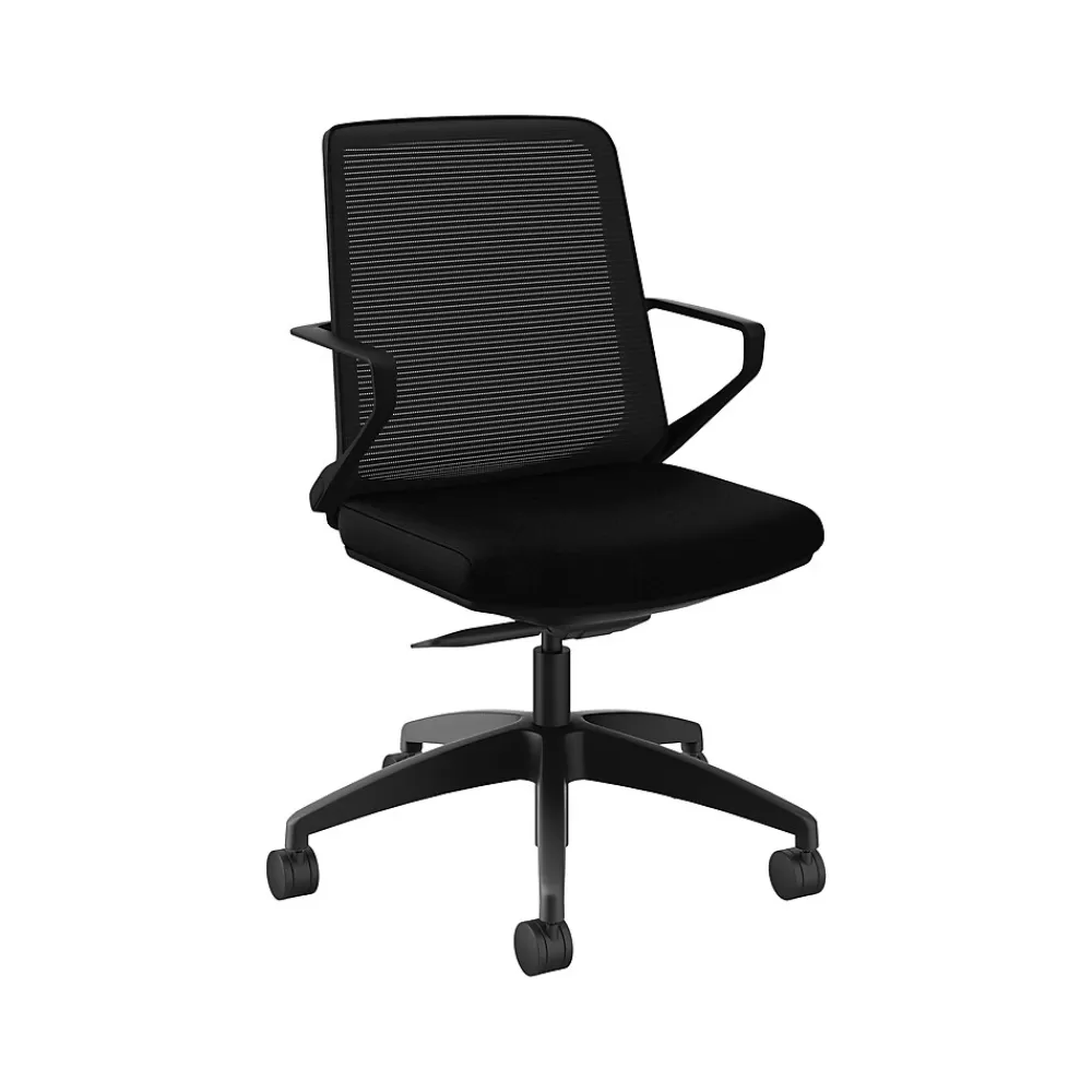 HON Cliq Polyester Swivel Task Chair, Black/Centurion Black (CLQIMCU10T) Flash Sale