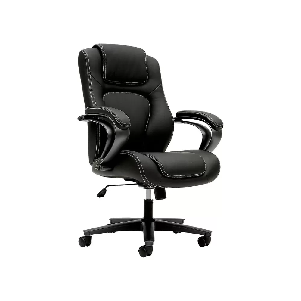HON High-Back Chair, Fixed Arms, Black Vinyl (BSXVL402EN11) Cheap