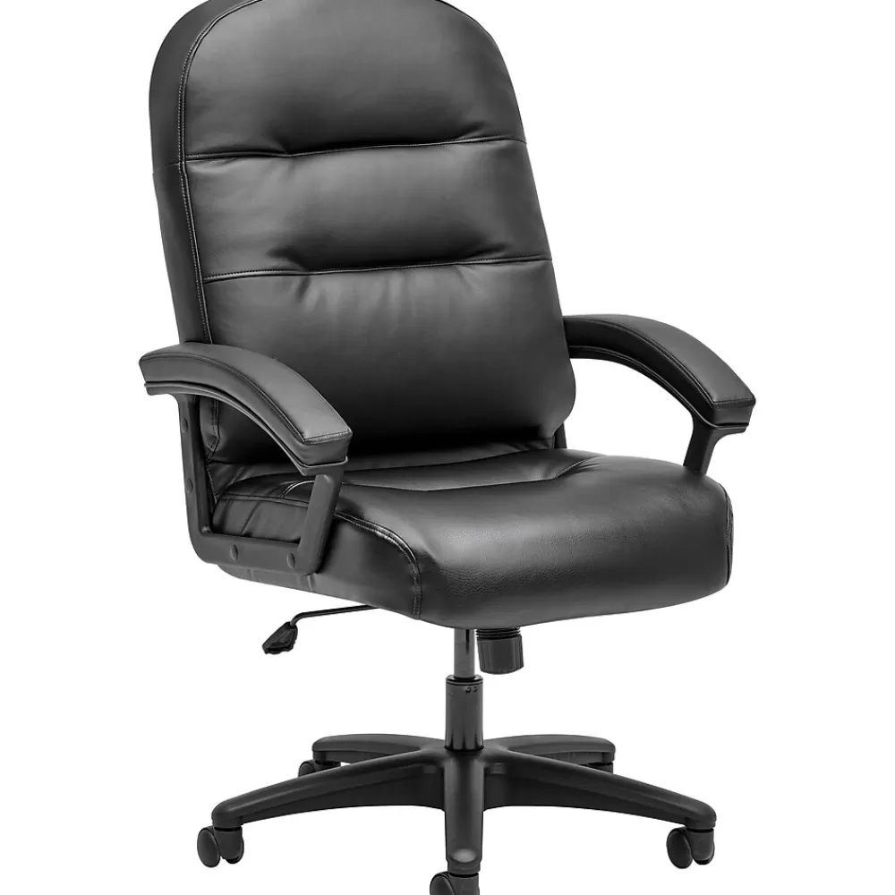 HON Leather Executive Chair, Fixed Arms, Black (2095HPWST11T) Best Sale