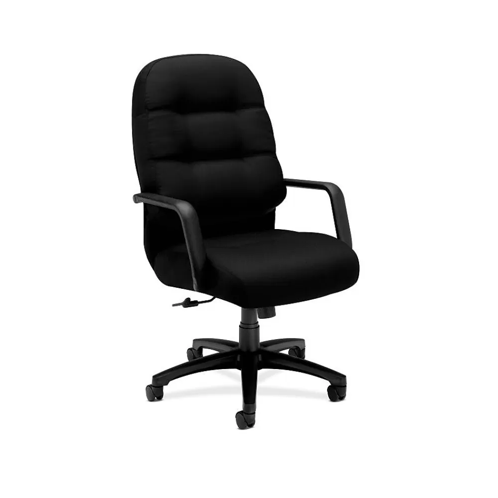 HON Pillow-Soft Executive High-Back Chair, Center-Tilt, Fixed Arms, Black Fabric Cheap