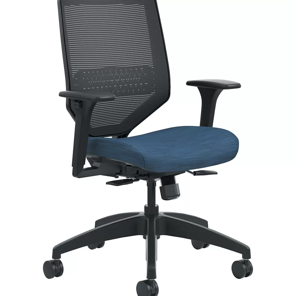 HON Solve ilira-Stretch Mesh/Fabric Mid-Back Task Chair, Black/Midnight Hot