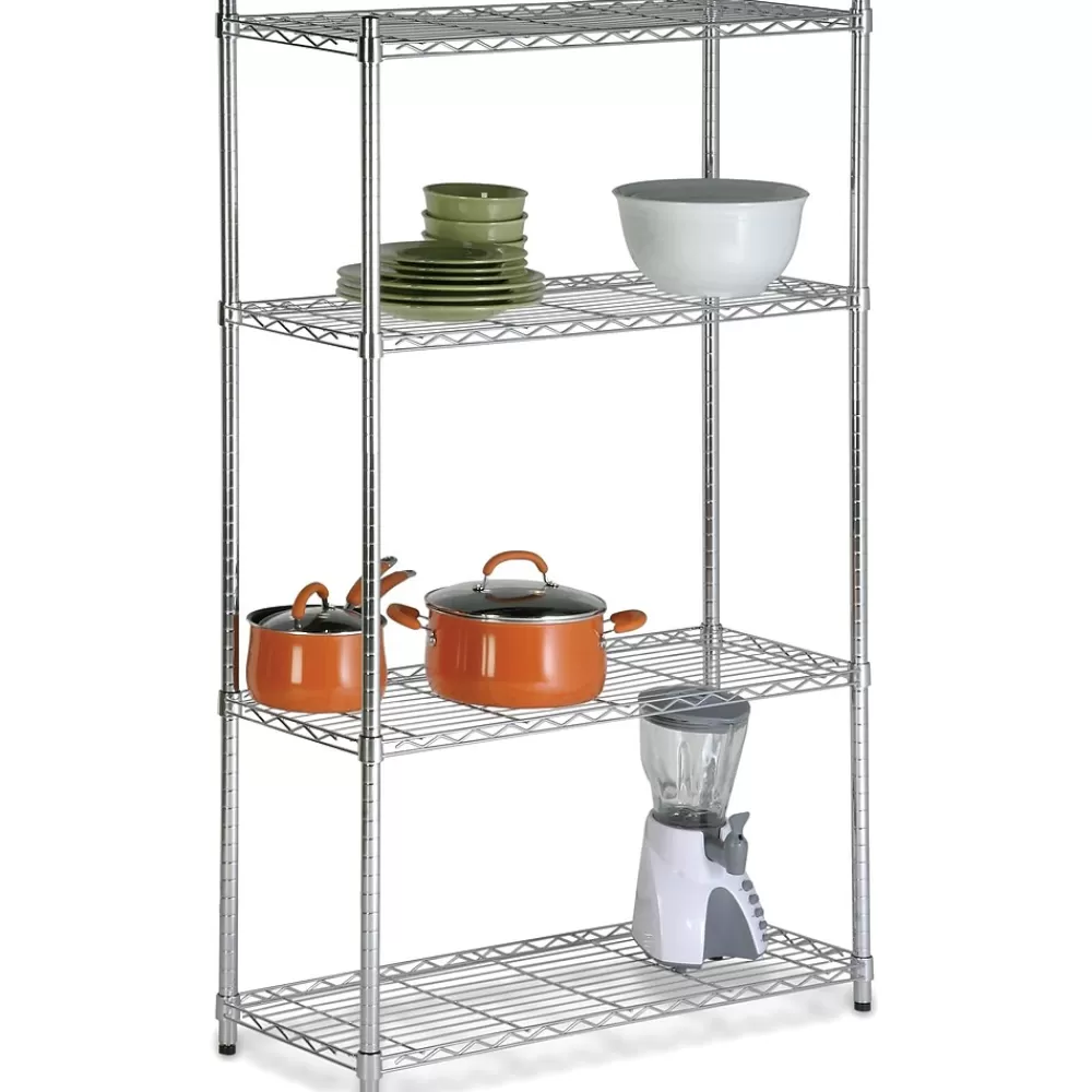 Honey-Can-Do Honey Can Do 4-Shelf Metal Unit, 36"W, Chrome (SHF-09439) Outlet