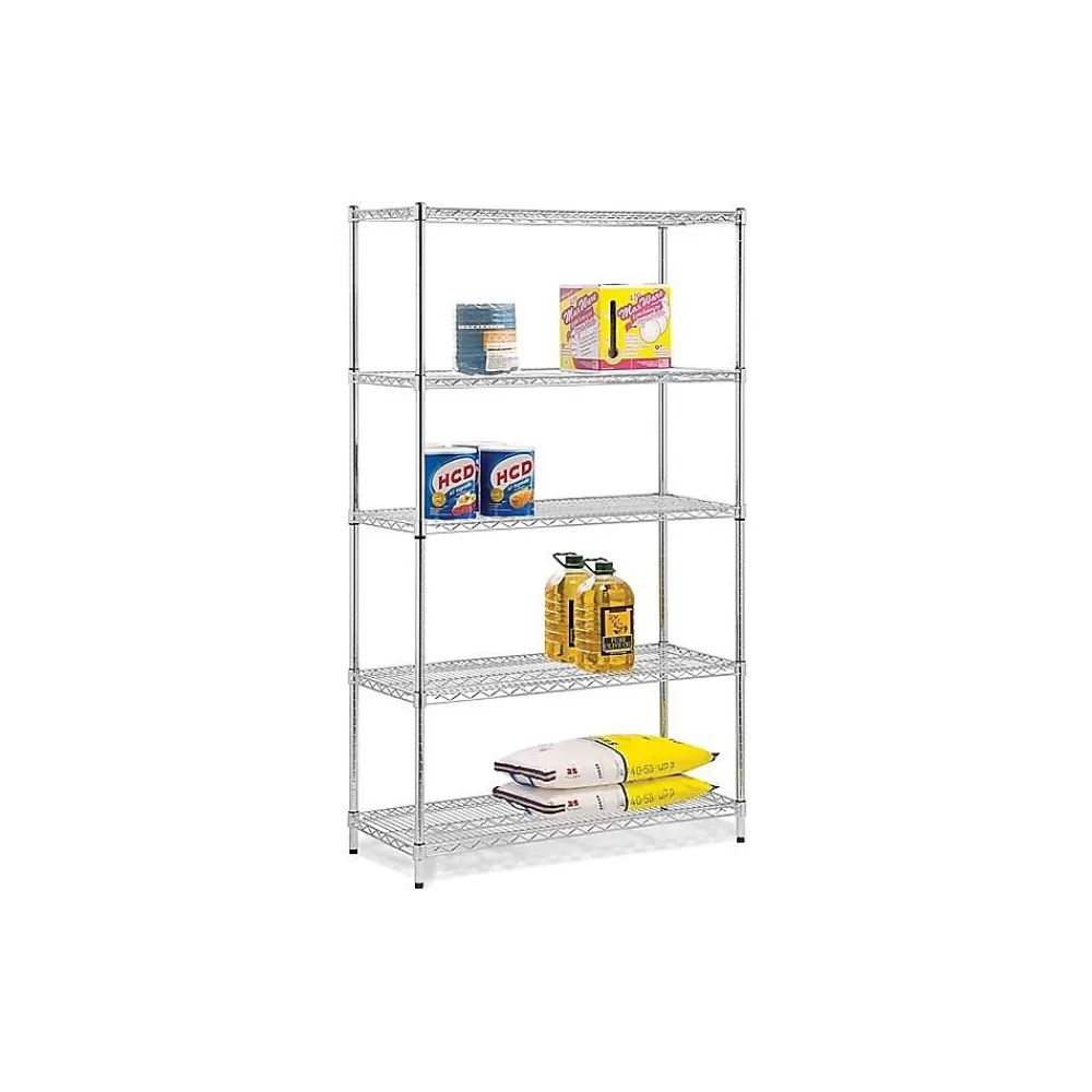 Honey-Can-Do 5-Shelf Metal Unit, 42"W, Chrome (SHF-01441) Hot