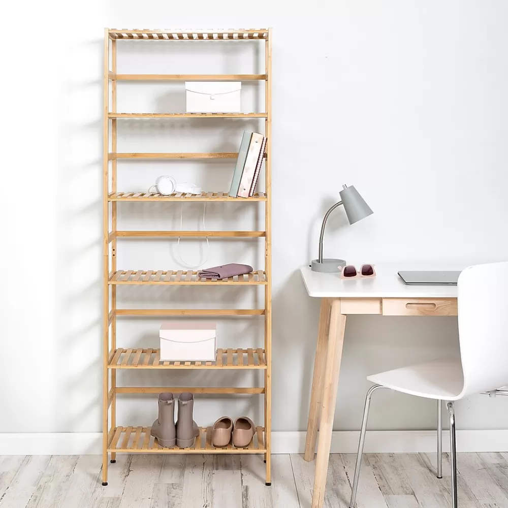 Honey-Can-Do 6-Tier Bamboo Shelf, 64" x 23.6" x 10", Natural (SHF-09979) Online