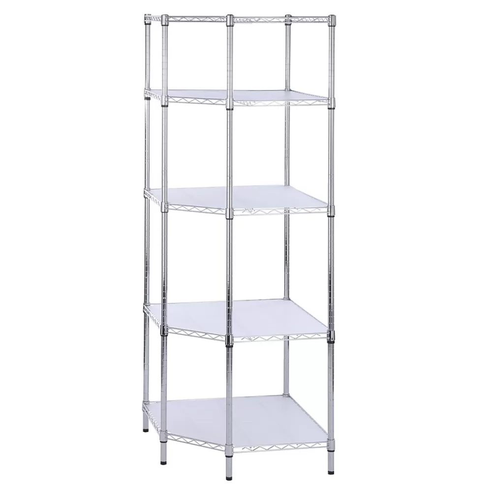Honey-Can-Do 5-Tier Corner Shelf, Chrome (SHF-04886) Cheap