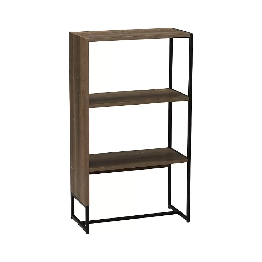 Household Essentials Wrap 41.5" 3-Shelf Bookcase, Brown/Black Laminate/Steel (8260-1) Brown and Black Shop