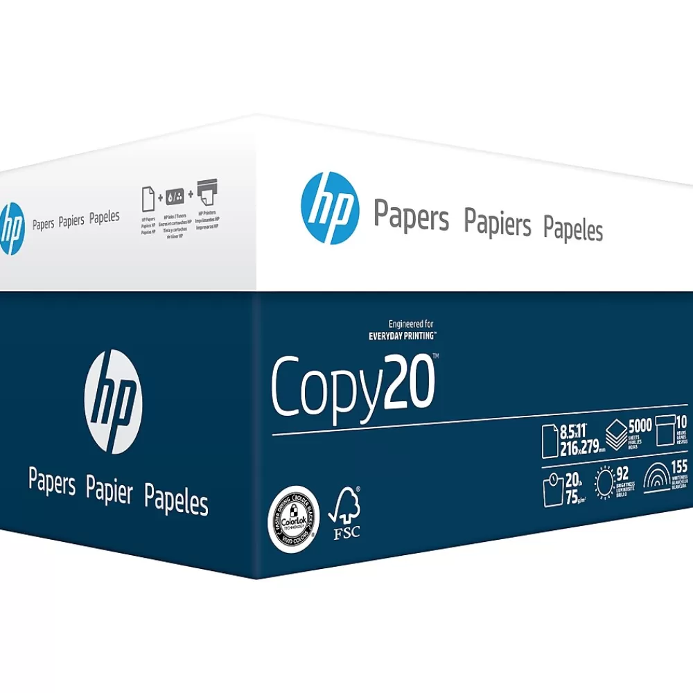 HP Copy20 8.5" x 11" Multipurpose Paper, 20 lbs., 92 Brightness, 500 Sheets/Ream, 10 Reams/Carton (200230) Flash Sale