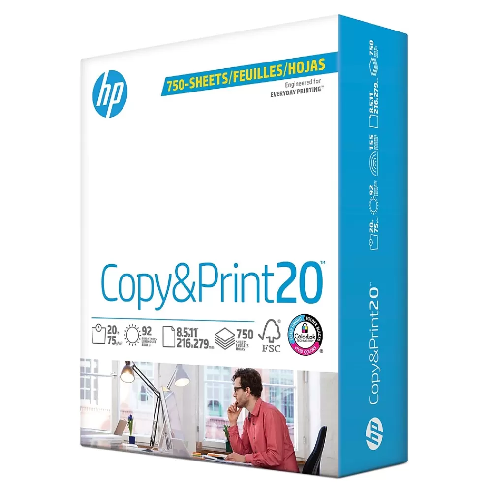 HP Copy&Print20 8.5" x 11" Multipurpose Paper, 20 lbs., 92 Brightness, 750 Sheets/Ream (200030) Shop