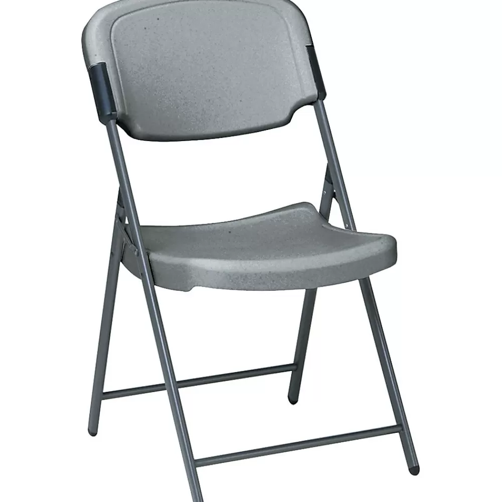 ICEBERG Rough 'N Ready Folding Chairs, Plastic, Charcoal, Seat: 18 3/4"W x 21 1/2"D, Back: 18 3/4"W x 20 1/4"H Online