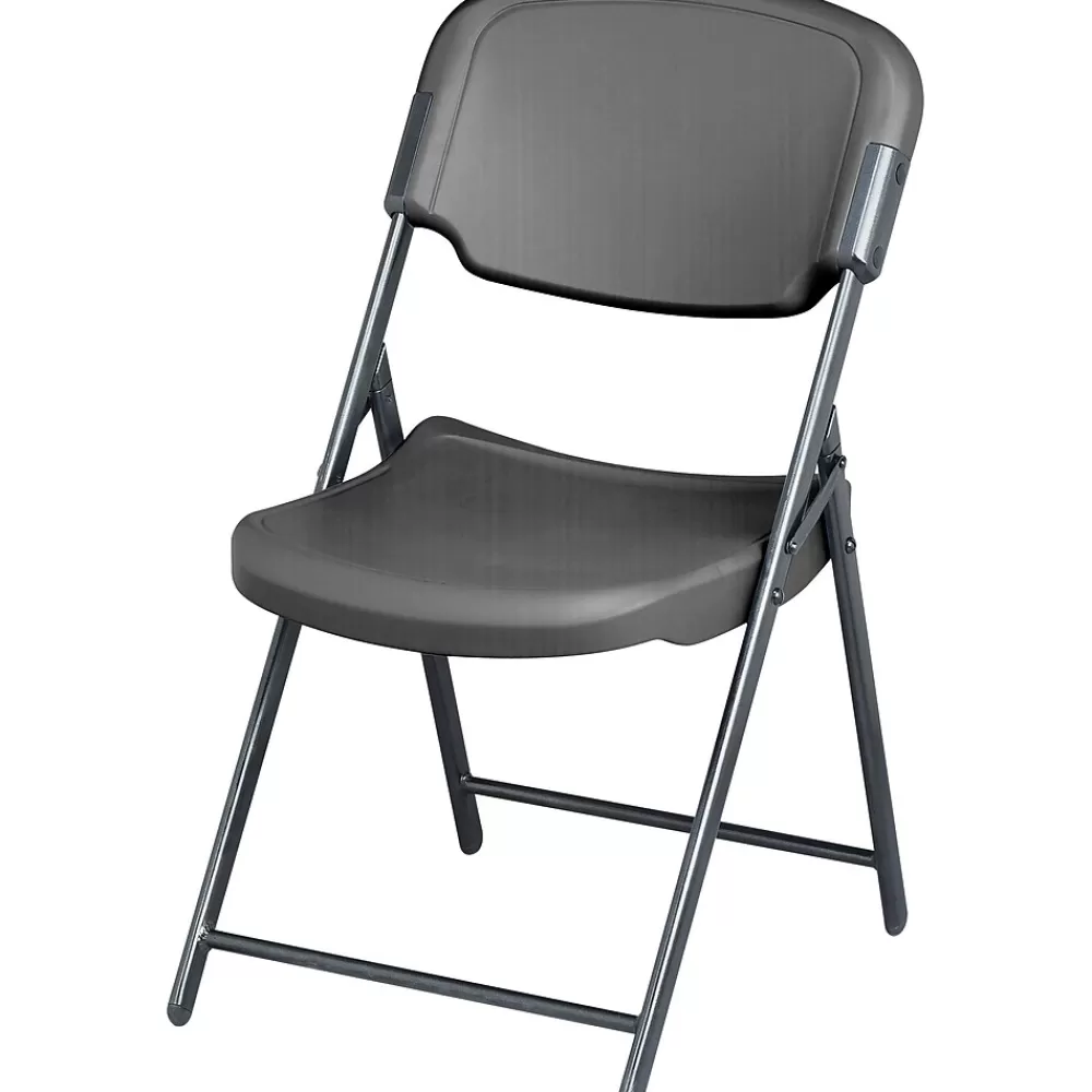 ICEBERG Rough 'N Ready Folding Chairs, Plastic, Charcoal, Seat: 18 3/4"W x 21 1/2"D, Back: 18 3/4"W x 20 1/4"H Online
