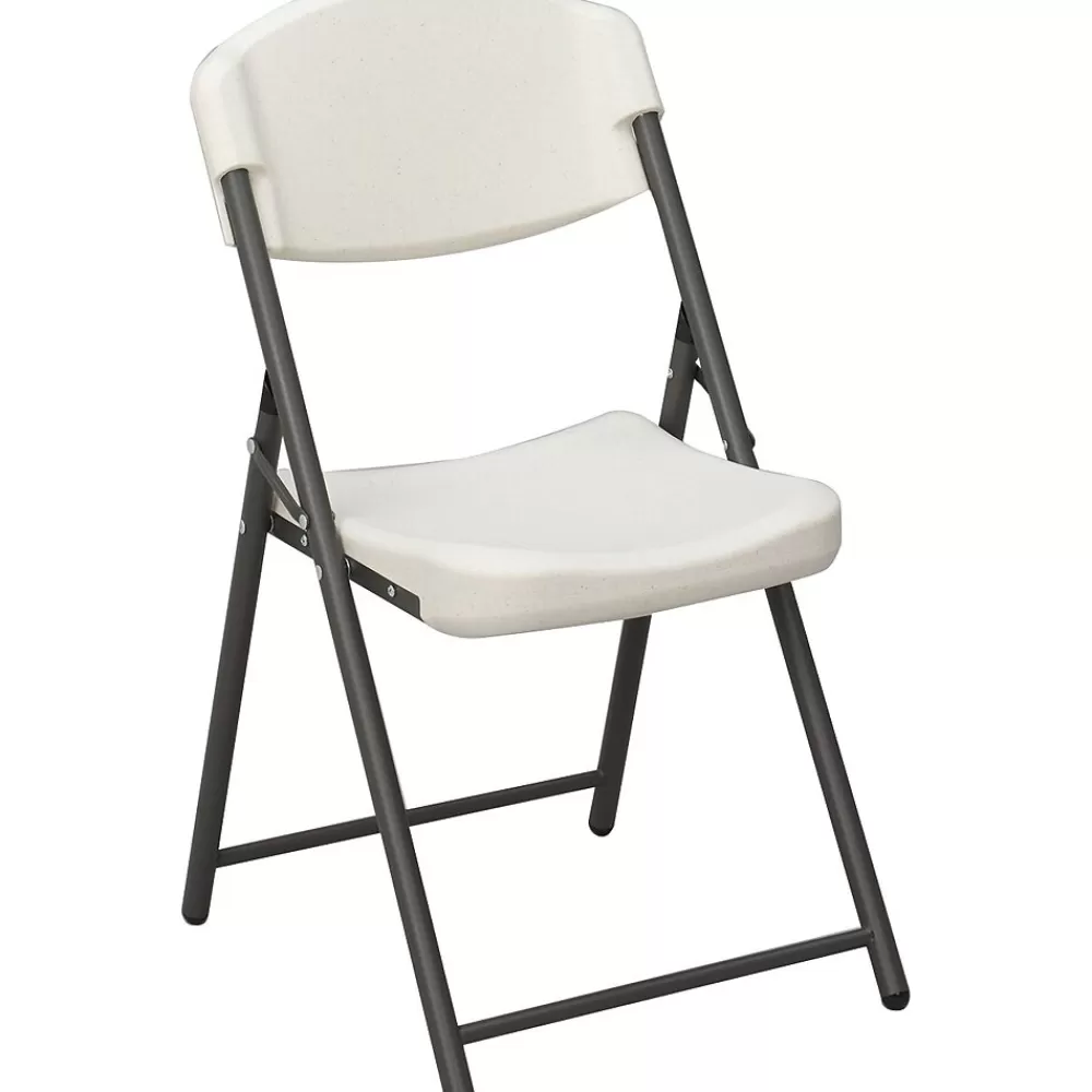 ICEBERG Rough 'N Ready Plastic Folding Chairs, Platinum Granite, 4/Carton (64033) Store