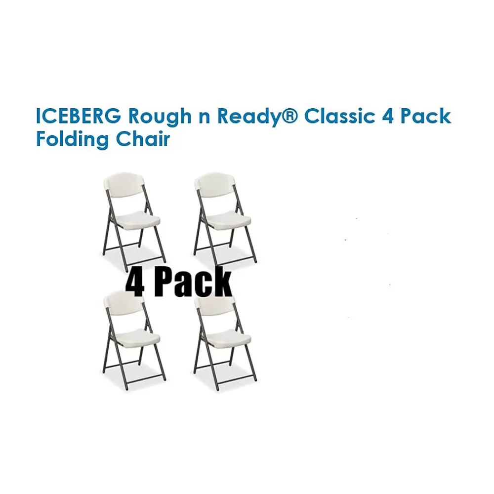 ICEBERG Rough 'N Ready Plastic Folding Chairs, Platinum Granite, 4/Carton (64033) Store
