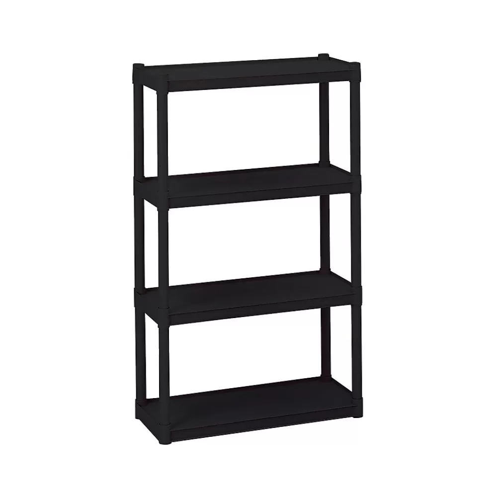 ICEBERG Rough 'N Ready 4-Shelf Polypropylene Stand Alone, 32"W, Black (20841) Discount