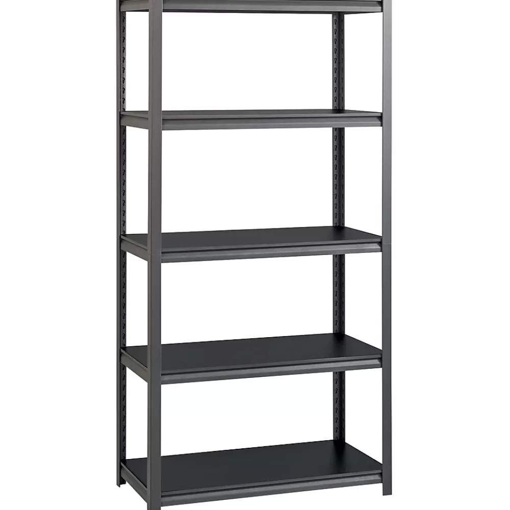 Iron Horse 3200 Concealed Rivet 5-Shelf Metal Stand Alone Shelving Unit, 36" W, Gray (20996) New