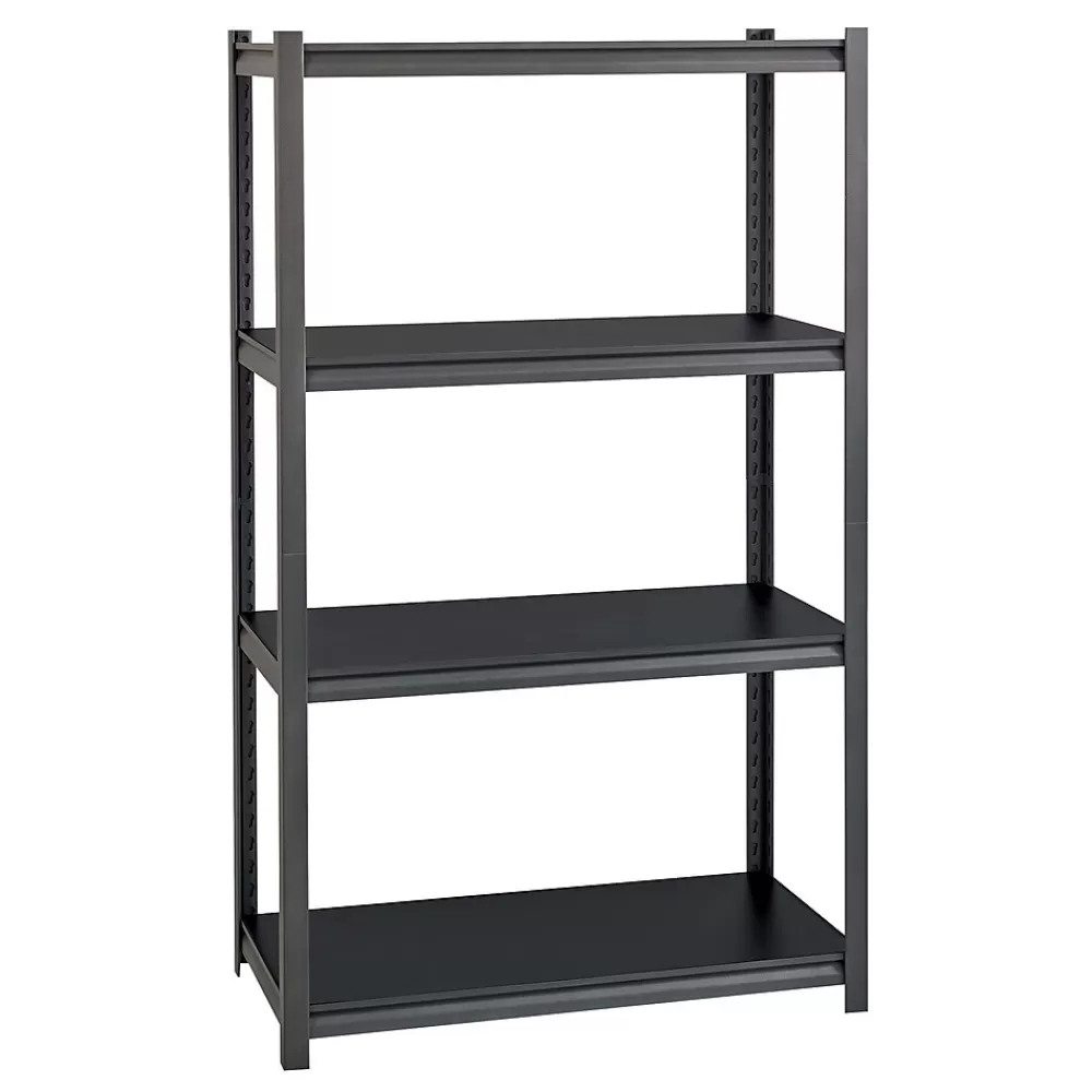 Iron Horse 3200 Concealed Rivet 4-Shelf Metal Stand Alone Shelving Unit, 36" W, Gray (20995) Flash Sale