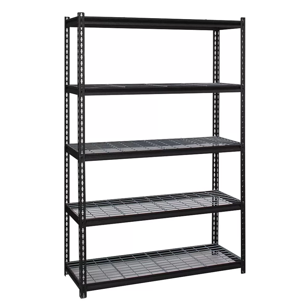 Iron Horse 2300 lb. Wire Rivet Series 5-Shelf Metal/Wire Deck Shelving Unit, 48"W, Black (22131) Shop
