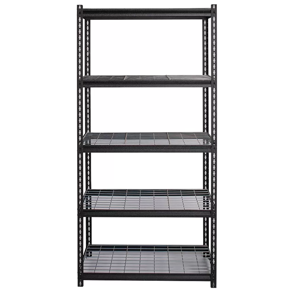 Iron Horse 2300 lb. Wire Rivet Series 5-Shelf Metal/Wire Deck Shelving Unit, 36"W, Black (22130) Store