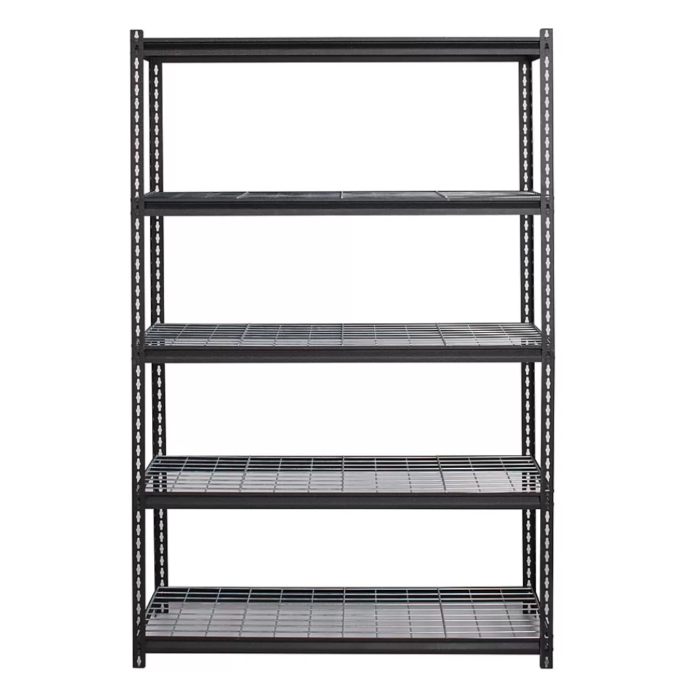 Iron Horse 2300 lb. Wire Rivet Series 5-Shelf Metal/Wire Deck Shelving Unit, 48"W, Black (22131) Shop