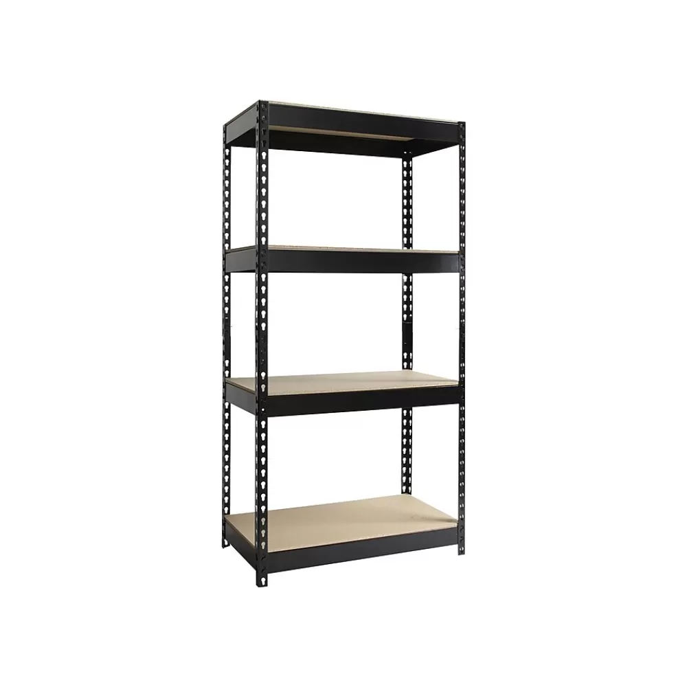 Iron Horse Rivet Series 4-Shelf Metal Unit, 30"W, Black (17125) Outlet