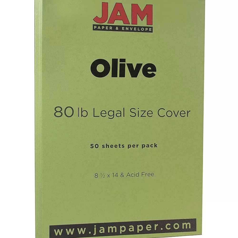 JAM Paper 80 lb. Cardstock Paper, 8.5" x 14", Olive Green, 50 Sheets/Pack (16729372) Hot