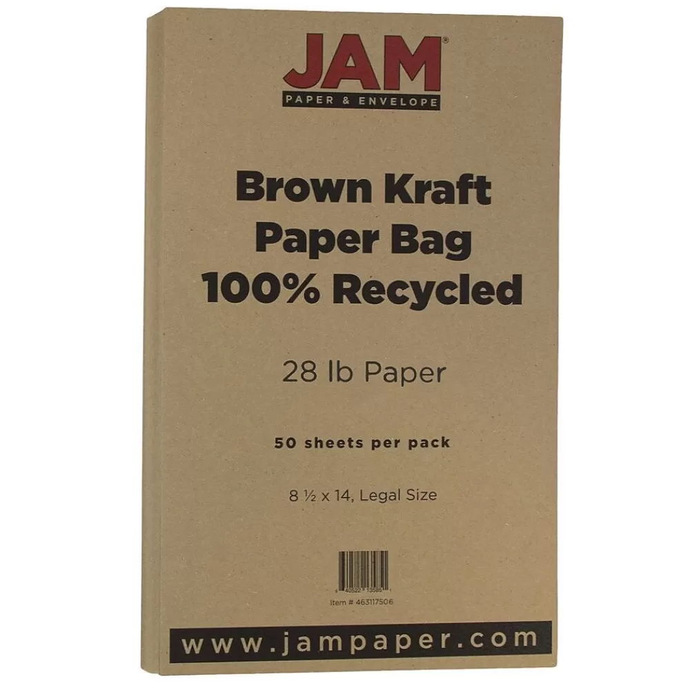 JAM Paper 8.5" x 14" Multipurpose Paper, 28 lbs., Brown Kraft Paper Bag, 50 Sheets/Pack (463117506) Sale