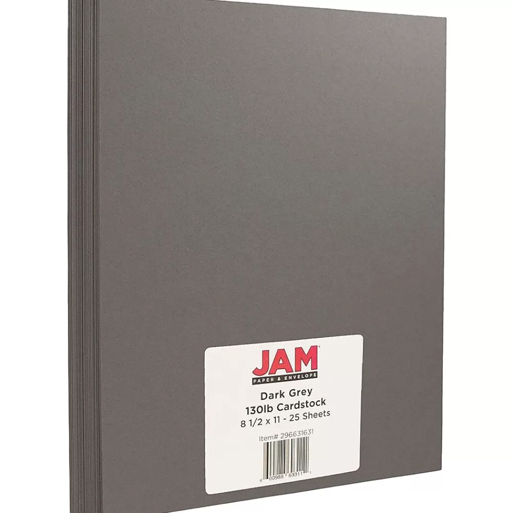 JAM Paper Extra Heavyweight 130 lb. Cardstock Paper, 8.5" x 11", Dark Gray, 25 Sheets/Pack (296631631) Clearance