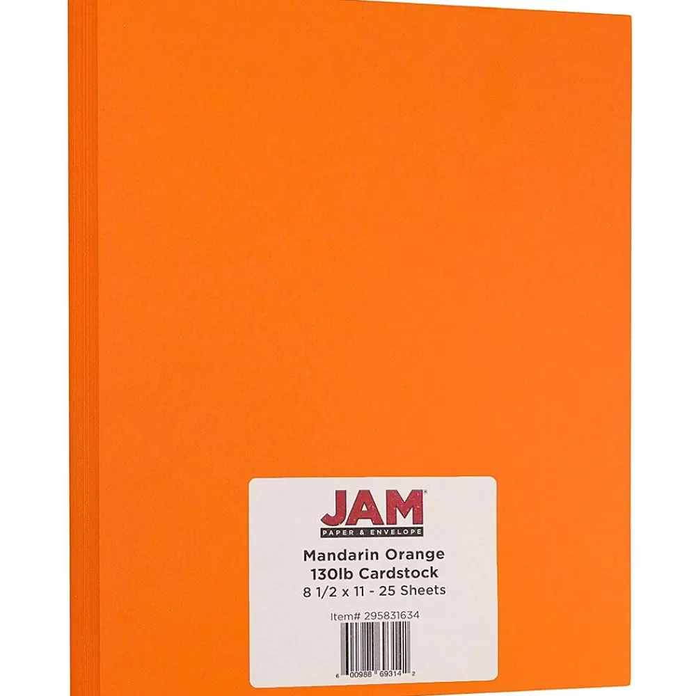 JAM Paper Extra Heavyweight 130 lb. Cardstock Paper, 8.5" x 11", Mandarin Orange, 25 Sheets/Pack (295831634) Clearance