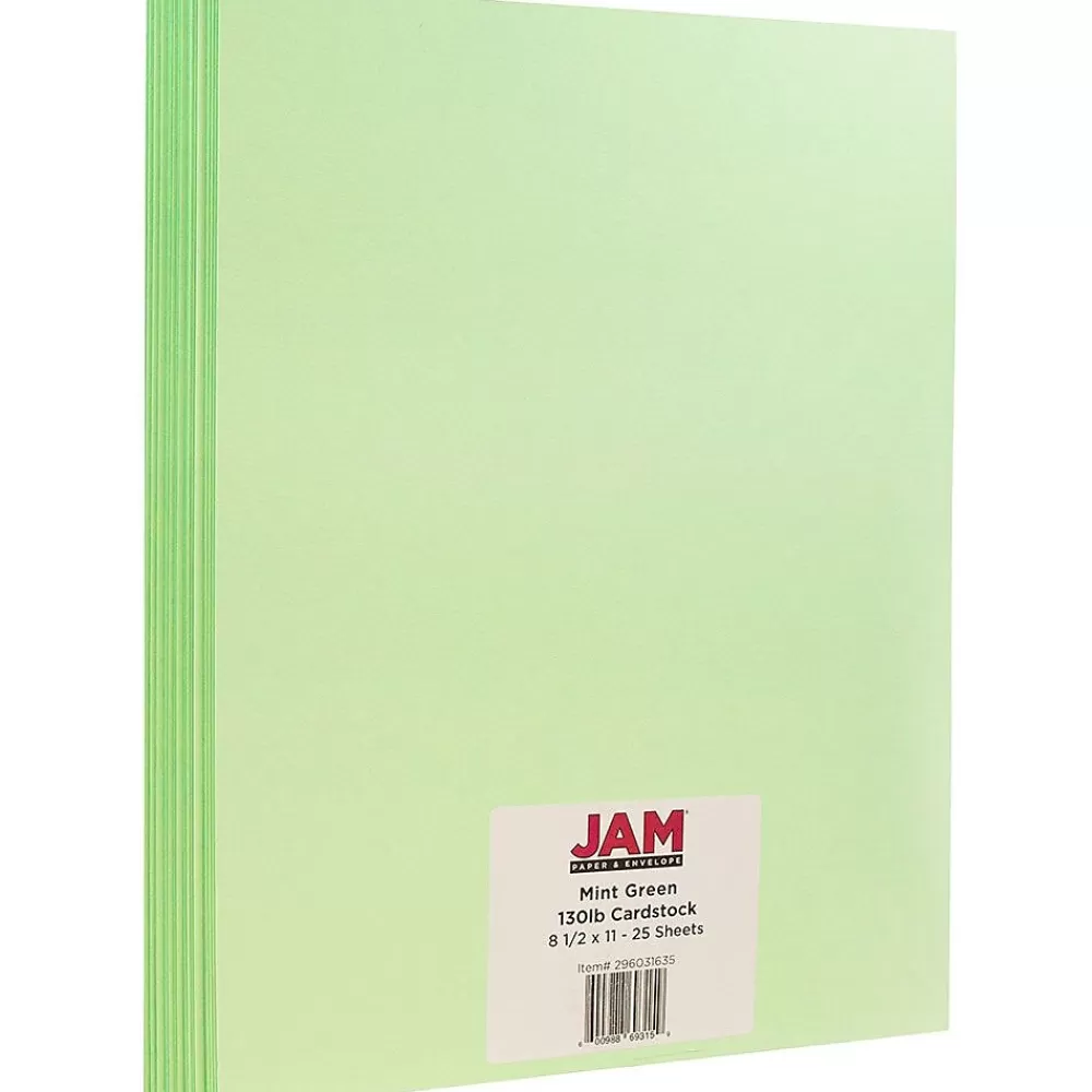 JAM Paper Extra Heavyweight 130 lb. Cardstock Paper, 8.5" x 11", Mint Green, 25 Sheets/Pack (296031635) Clearance