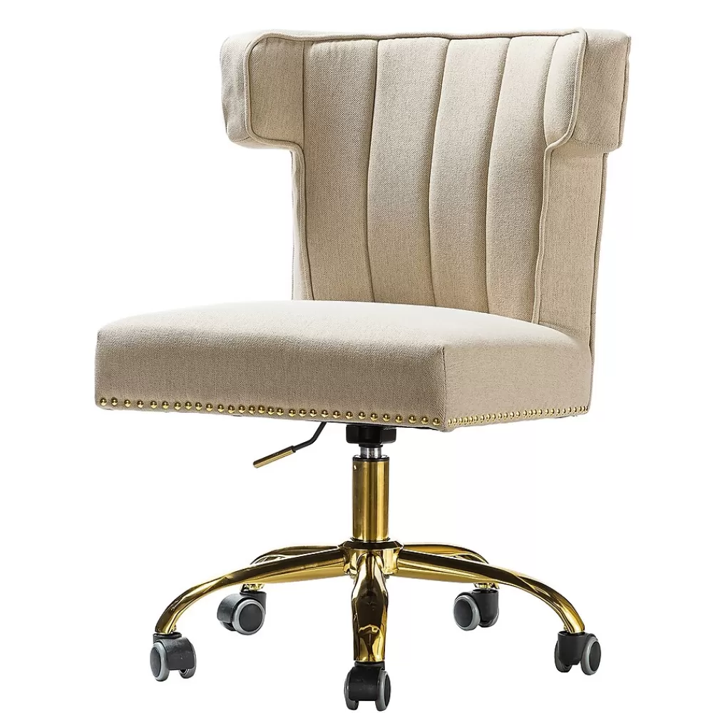 Karat Home Armless Polyester Swivel Task Chair, Tan (OFM0001-TAN) Sale