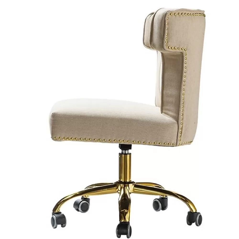 Karat Home Armless Polyester Swivel Task Chair, Tan (OFM0001-TAN) Sale