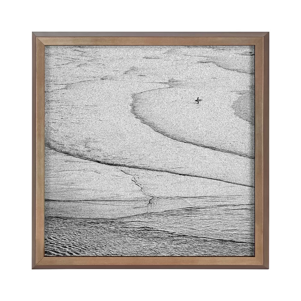 Kate & Laurel Pete Olsen Ocean Beach San Francisco Cork Bulletin Board, Gold Frame, 1' x 1' (222049) Cheap