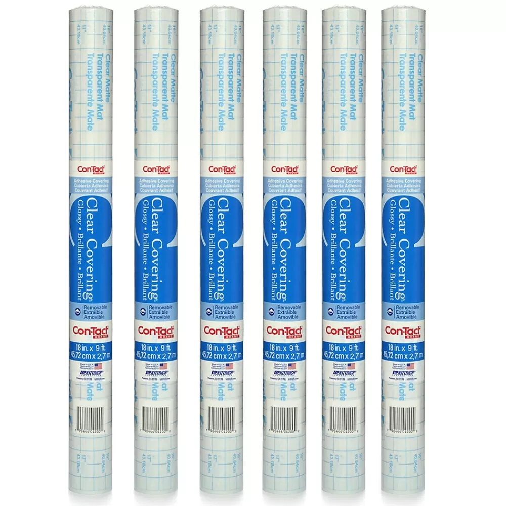 Kittrich Con-Tact 18" x 9' Vinyl Adhesive, Glossy, Clear, 6 Rolls (KIT09FC9D73-6) Shop
