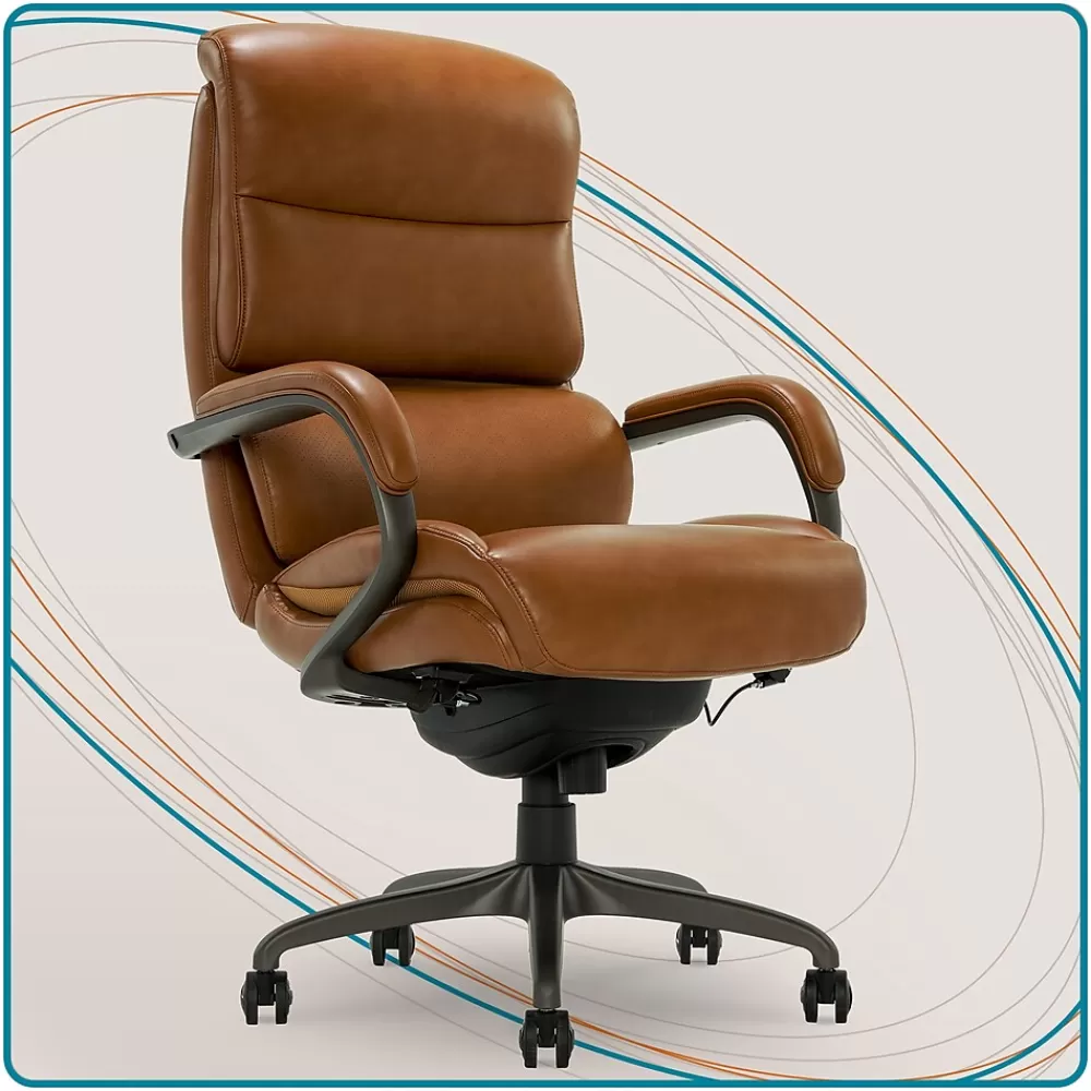 La-Z-Boy Aberdeen Ergonomic Bonded Leather Swivel Computer and Desk Chair, (51545-CAM) Camel Outlet