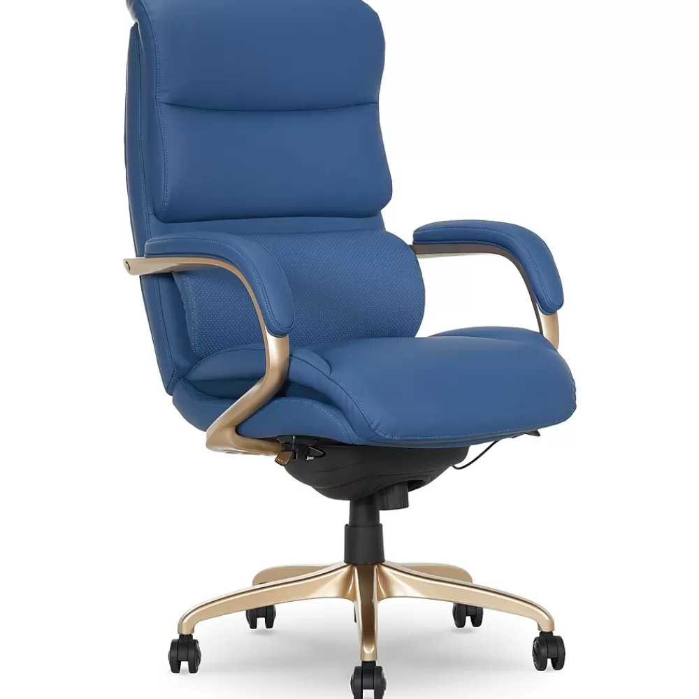 La-Z-Boy Aberdeen Ergonomic Bonded Leather Swivel Executive Chair, Blue (51545-BLU) Sale