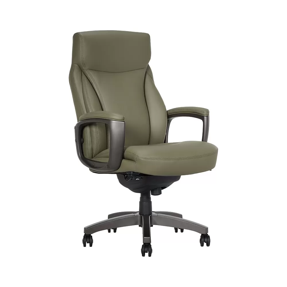 La-Z-Boy Arcadian Ergonomic Bonded Leather Swivel Executive Chair, Olive (60008-OLV) Discount