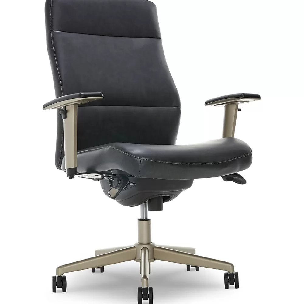 La-Z-Boy Baylor Ergonomic Faux Leather Swivel Executive Chair, Black (CHR10085B) New
