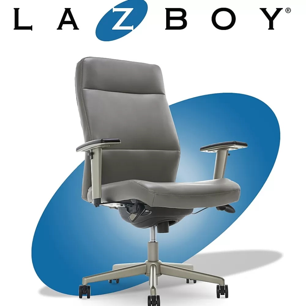 La-Z-Boy Baylor Ergonomic Faux Leather Swivel Executive Chair, Gray (CHR10085C) Outlet