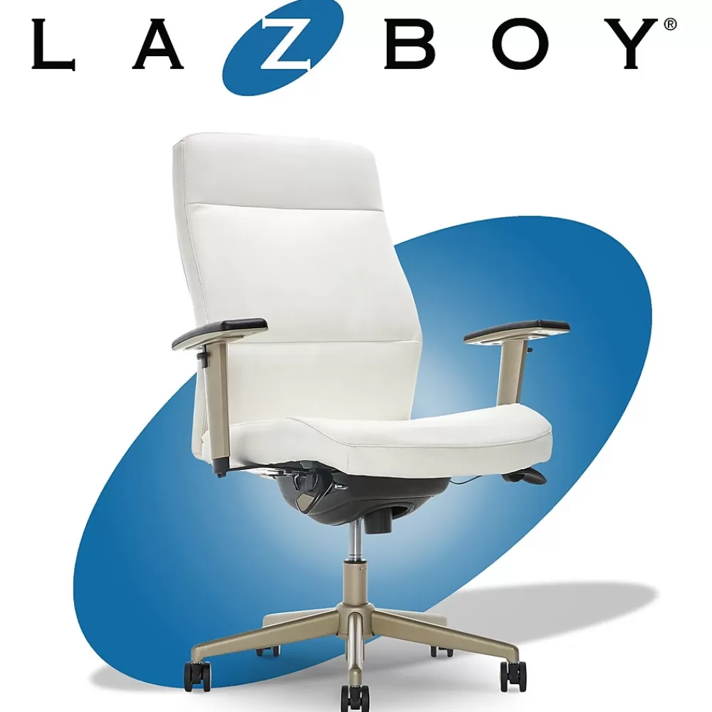 La-Z-Boy Baylor Ergonomic Faux Leather Swivel Executive Chair, White (CHR10085A) Cheap