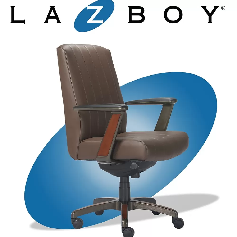 La-Z-Boy Bennett Ergonomic Faux Leather Swivel Executive Chair, Brown (CHR10082C) Store
