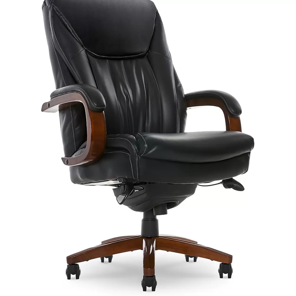 La-Z-Boy Big & Tall Edmonton Ergonomic Bonded Leather Swivel Executive Chair, Black (45764A) New