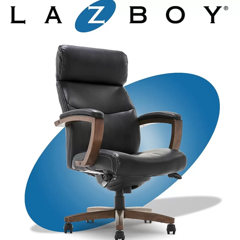 La-Z-Boy Greyson Ergonomic Bonded Leather Swivel Executive Chair, Black (CHR10086B) Hot