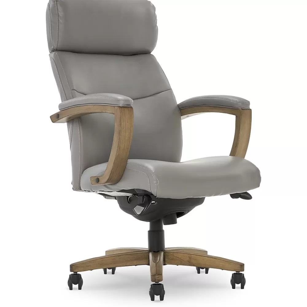 La-Z-Boy Greyson Ergonomic Bonded Leather Swivel Executive Chair, Gray (CHR10086A) Flash Sale