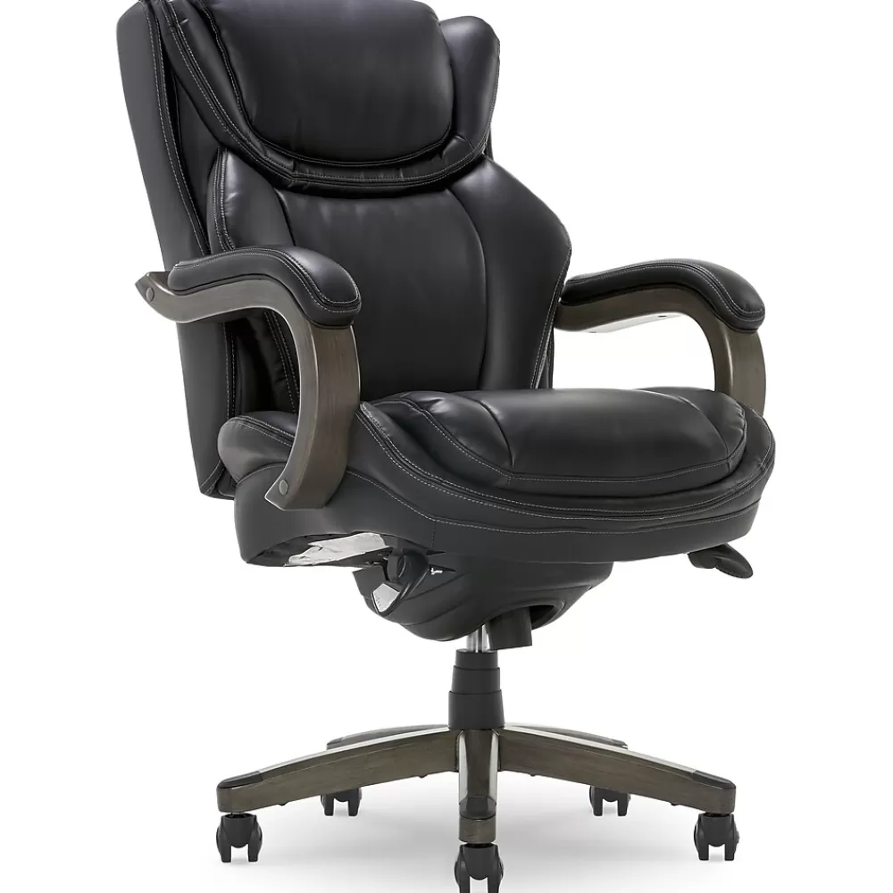 La-Z-Boy Harnett Ergonomic Faux Leather Swivel Executive Chair, Black (46253A) Flash Sale