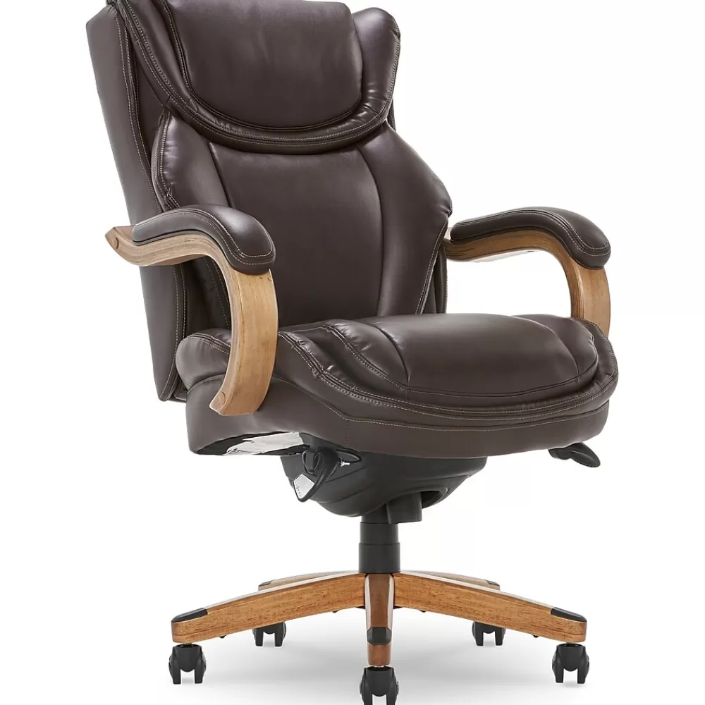 La-Z-Boy Harnett Ergonomic Faux Leather Swivel Executive Chair, Coffee (46253B) Shop