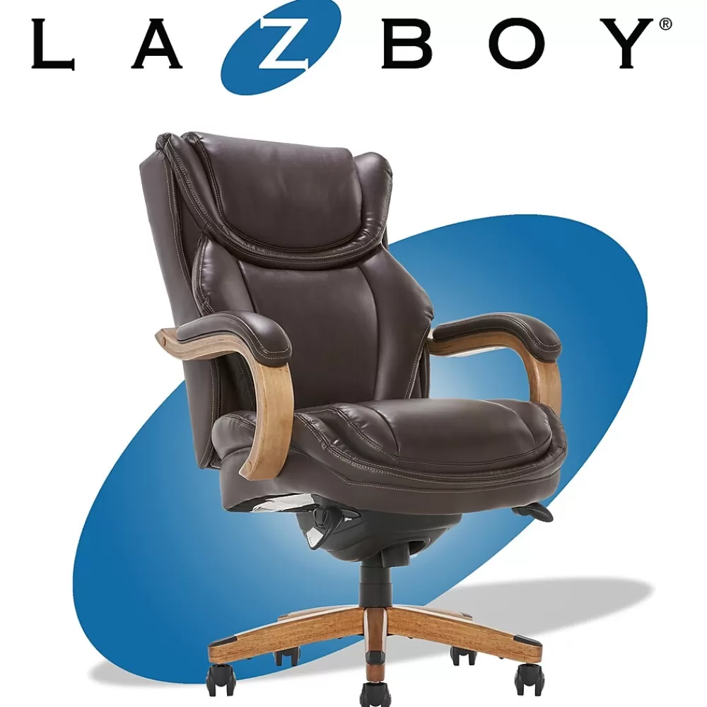 La-Z-Boy Harnett Ergonomic Faux Leather Swivel Executive Chair, Coffee (46253B) Shop