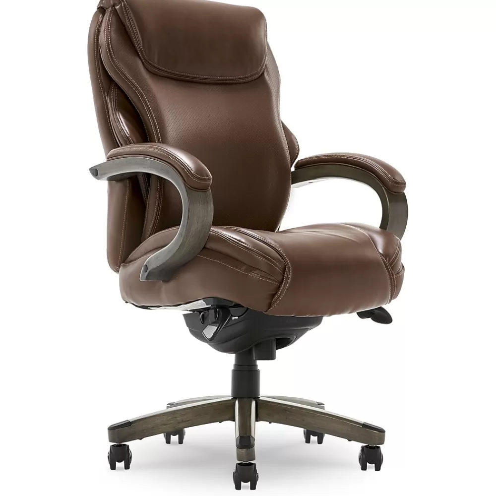 La-Z-Boy Hyland Ergonomic Faux Leather Swivel Executive Chair, Brown (CHR10044C) Cheap
