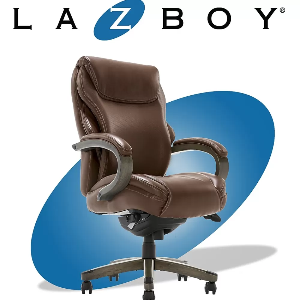 La-Z-Boy Hyland Ergonomic Faux Leather Swivel Executive Chair, Brown (CHR10044C) Cheap