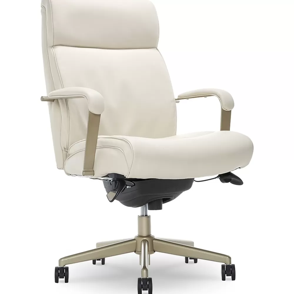 La-Z-Boy Melrose Ergonomic bonded Leather Swivel Executive Chair, White (CHR10084B) Shop