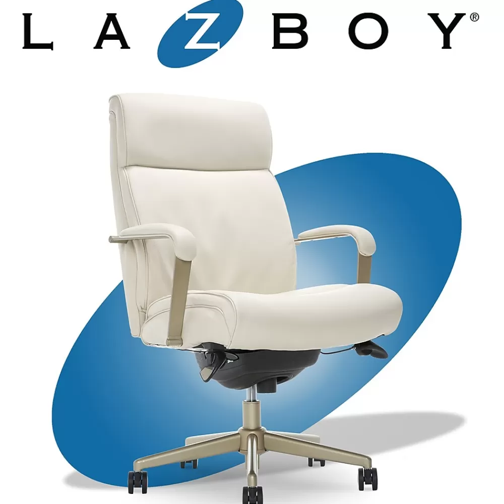 La-Z-Boy Melrose Ergonomic bonded Leather Swivel Executive Chair, White (CHR10084B) Shop