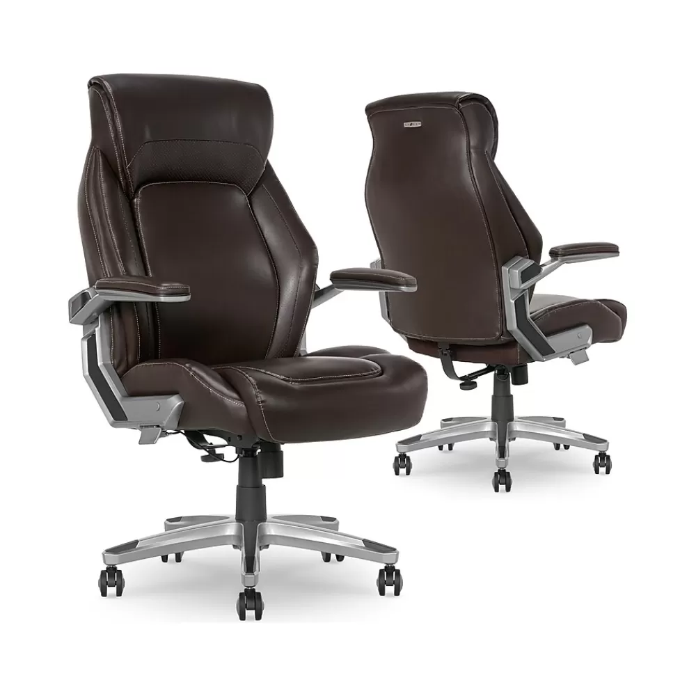 La-Z-Boy Meyer Ergonomic Bonded Leather Swivel Executive Chair, (60082-BRN) Brown Hot